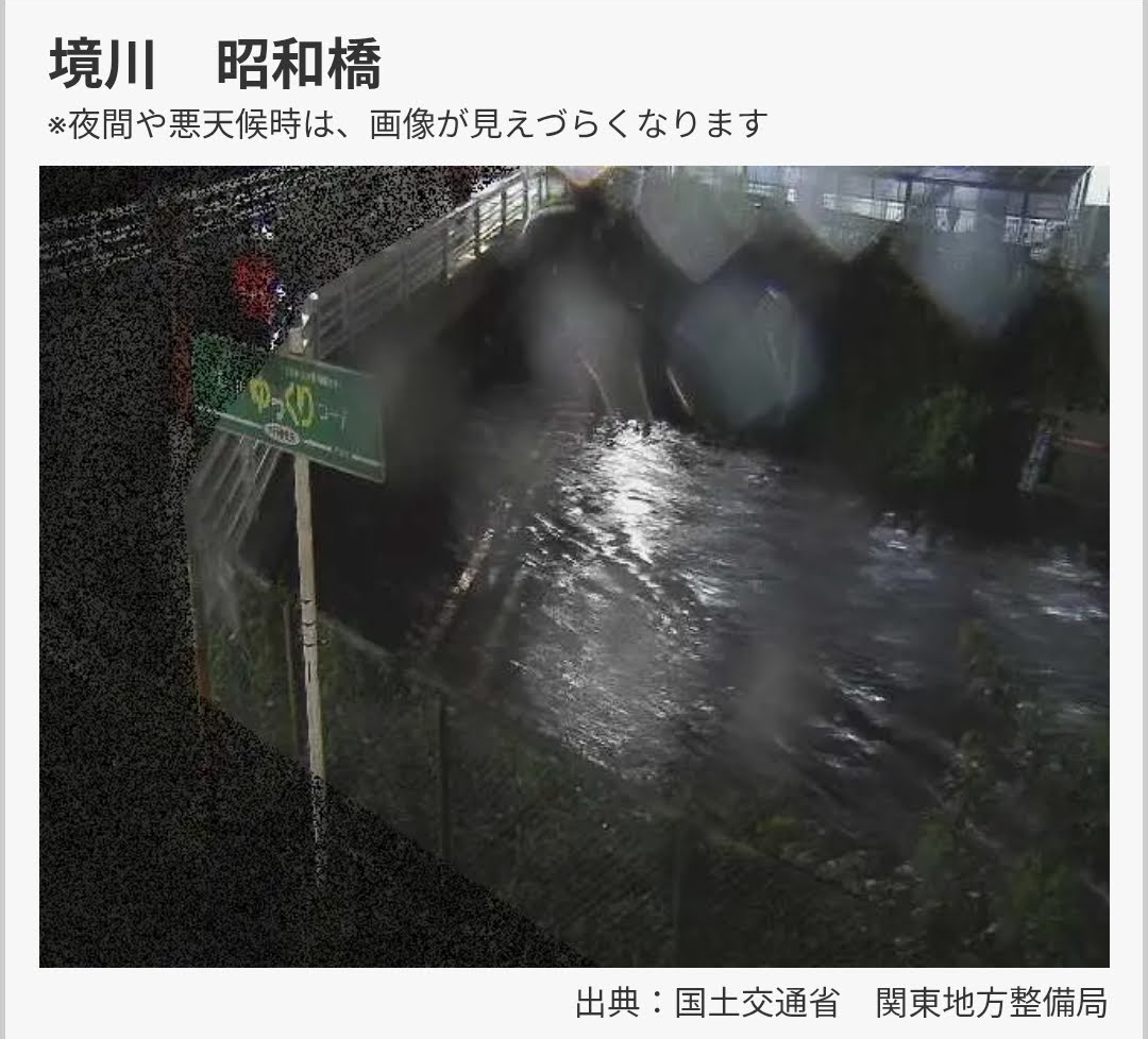 Yahoo!の境川・昭和橋の河川カメラ画像。出典は国土交通省 関東地方整備局